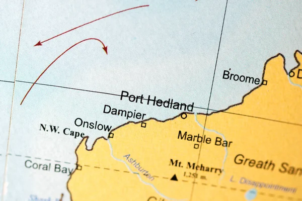 Port Hedland. Australia on a geography map