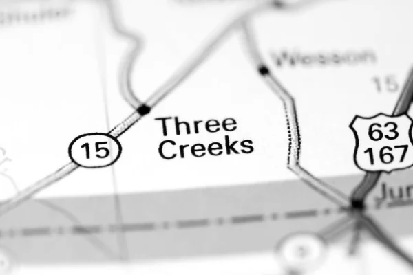 三个克里克人阿拉巴马地图上的美国 — 图库照片