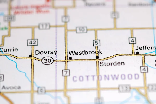 Westbrook Minnesota Eua Sobre Mapa — Fotografia de Stock