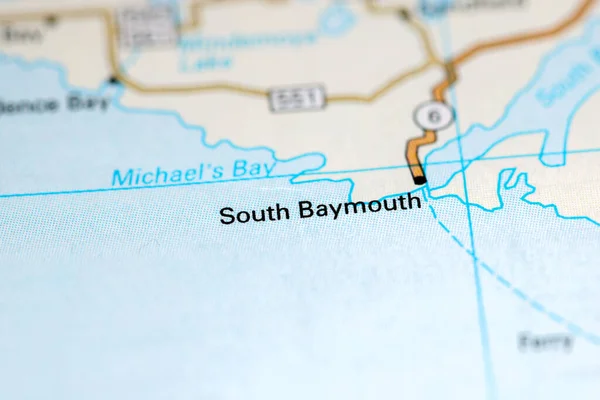 South Baymouth Canadá Sobre Mapa — Fotografia de Stock