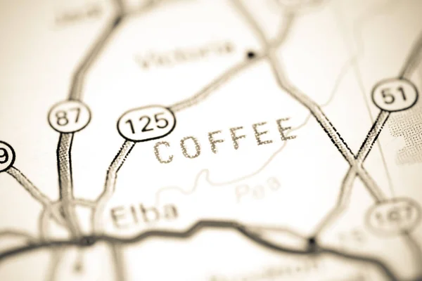 Koffie Alabama Usa Een Kaart — Stockfoto