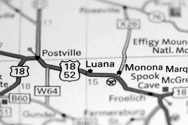 Det Luana Iowa Här Usa Karta — Stockfoto