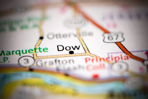 Dow. Illinois. USA on a geography map