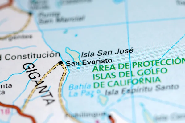 San Evaristo. Mexico on a map