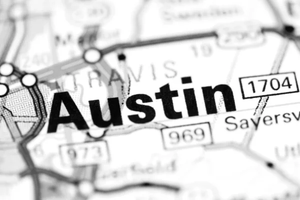 Austin Texas Usa Een Kaart — Stockfoto