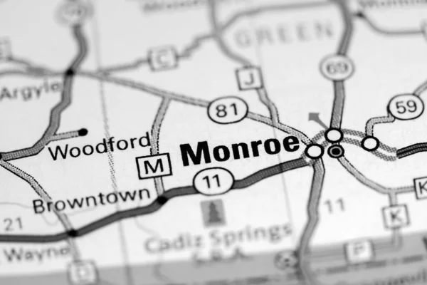 Monroe Wisconsin Stati Uniti Una Mappa — Foto Stock