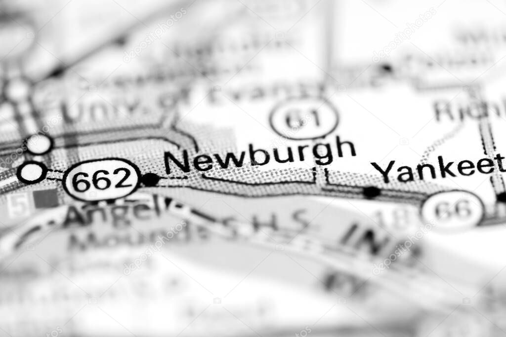 Newburgh. Indiana. USA on a geography map