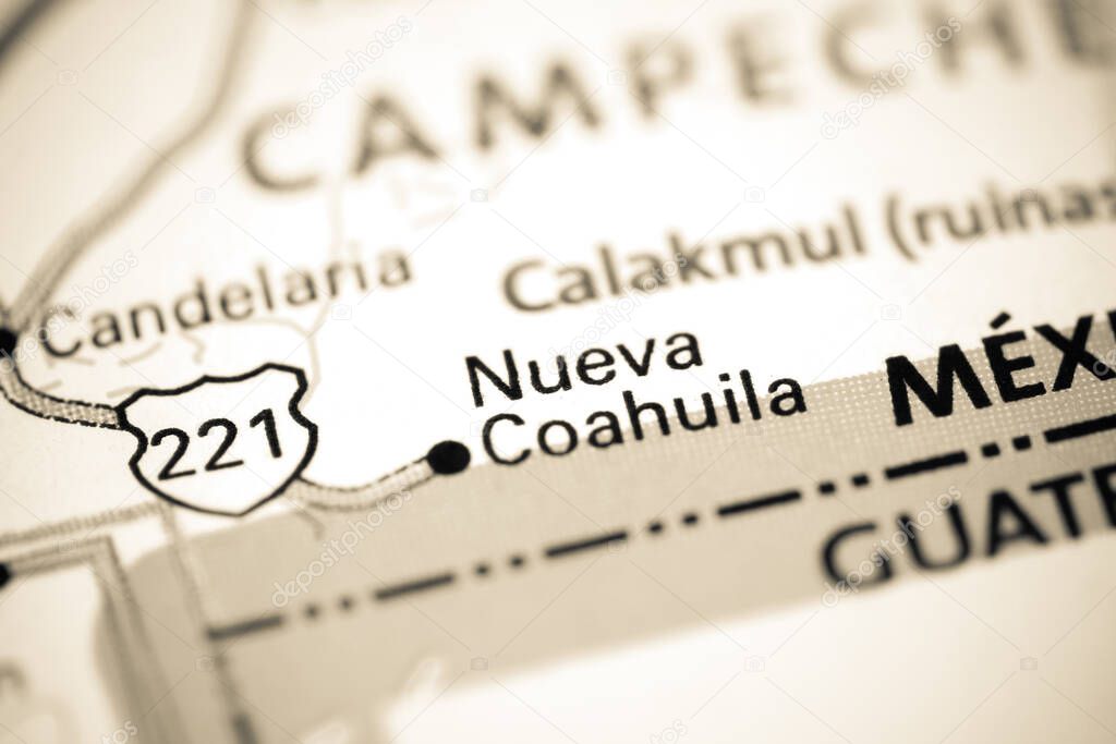 Nueva Coahuila. Mexico on a map