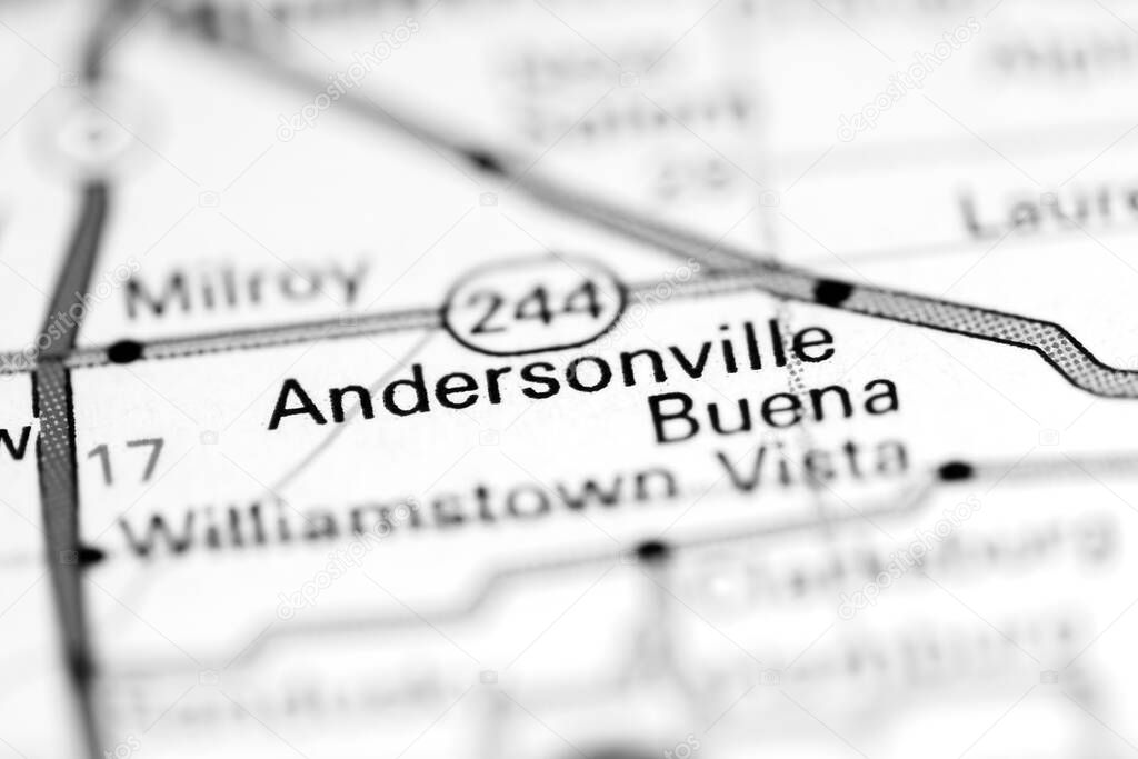 Andersonville. Indiana. USA on a geography map