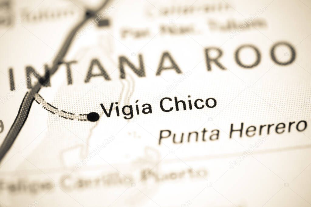 Vigia Chico. Mexico on a map