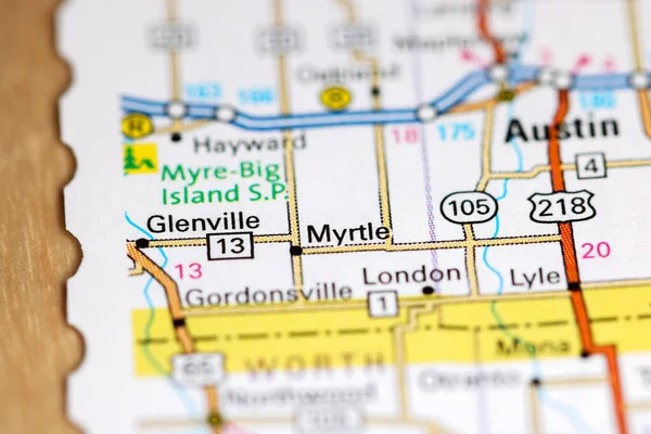 格伦维尔爱荷华州地图上的美国 — 图库照片