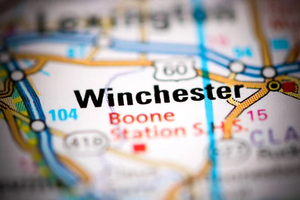 Winchester Kentucky États Unis Sur Une Carte Géographique — Photo