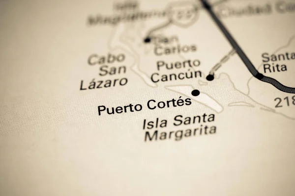 Puerto Cortes. Mexico on a map