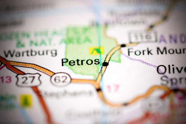 ペトロス テネシー州 地理地図上のアメリカ — ストック写真
