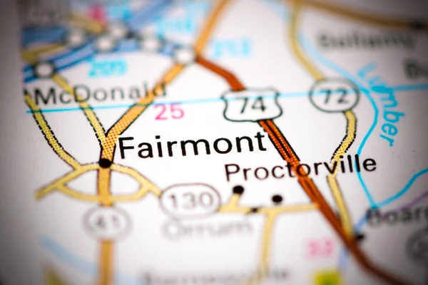 Fairmont Severní Karolína Usa Mapě — Stock fotografie