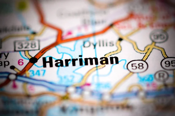 哈里曼 田纳西地图上的美国 — 图库照片