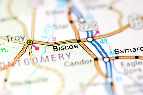 比斯科北卡罗莱纳州 地图上的美国 — 图库照片