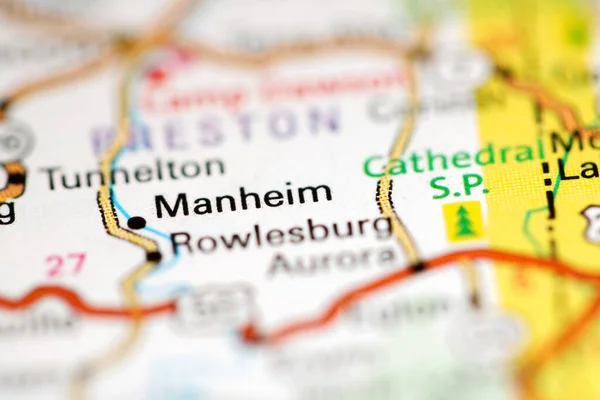 Manheim Zachodnia Wirginia Stany Zjednoczone Mapie Geograficznej — Zdjęcie stockowe