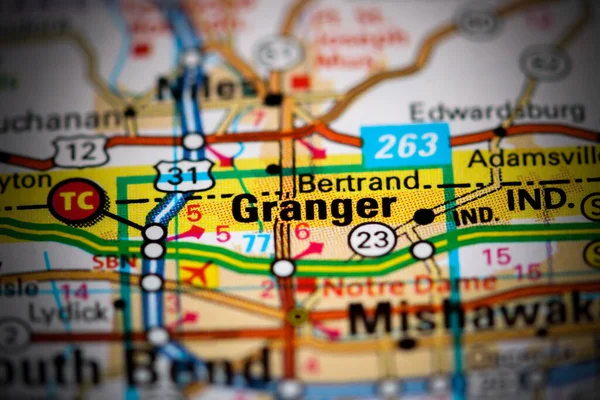 Granger Indiana Eeuu Mapa — Foto de Stock