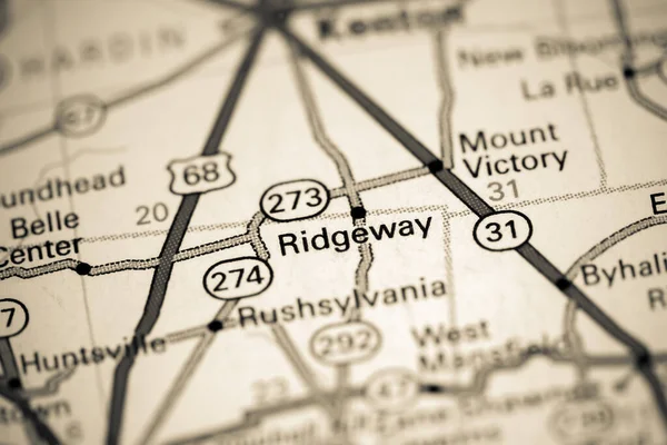 Ridgeway Ohio Här Usa Karta — Stockfoto
