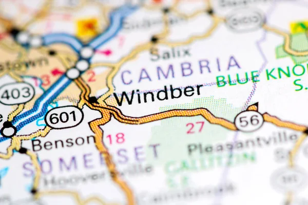 Windbere Pensylvánie Usa Mapě — Stock fotografie
