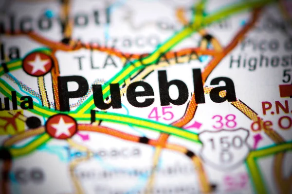 Puebla. Mexico on a map