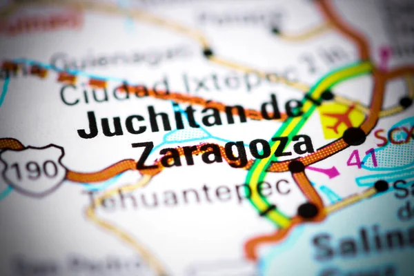 Juchitan de Zaragoza. Mexico on a map