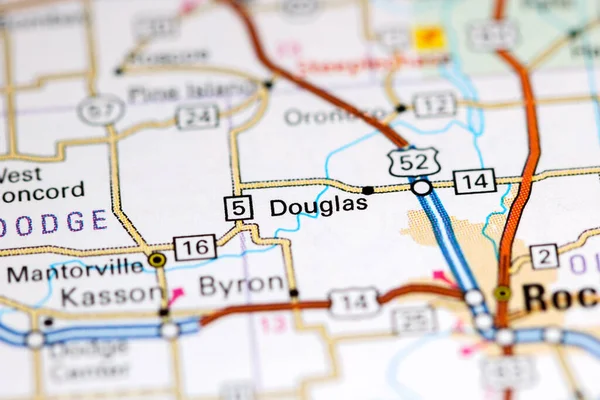 Douglas Iowa Eua Sobre Mapa — Fotografia de Stock