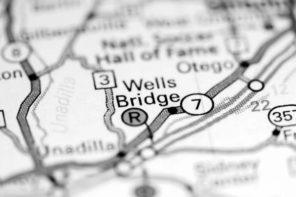 Wells Bridge. New York. USA on a map