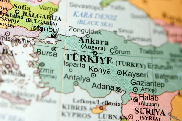 Turkiye Europa Mapie Geograficznej — Zdjęcie stockowe