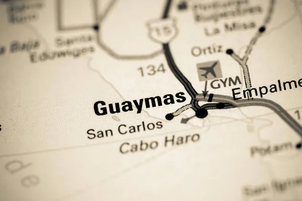 Guaymas. Mexico on a map