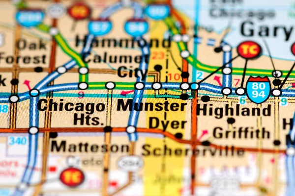 Munster Stanie Illinois Usa Mapie — Zdjęcie stockowe