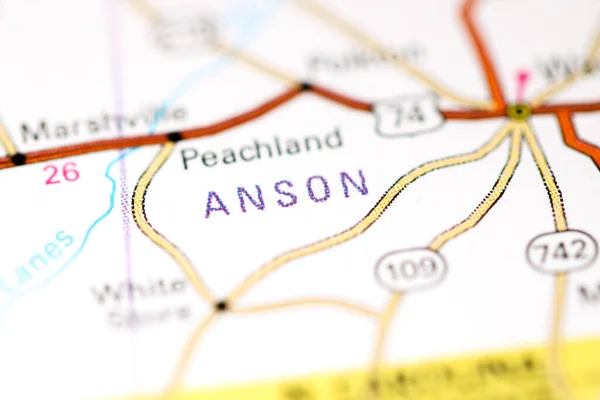 アンソン ノースカロライナ州 地図上のアメリカ — ストック写真