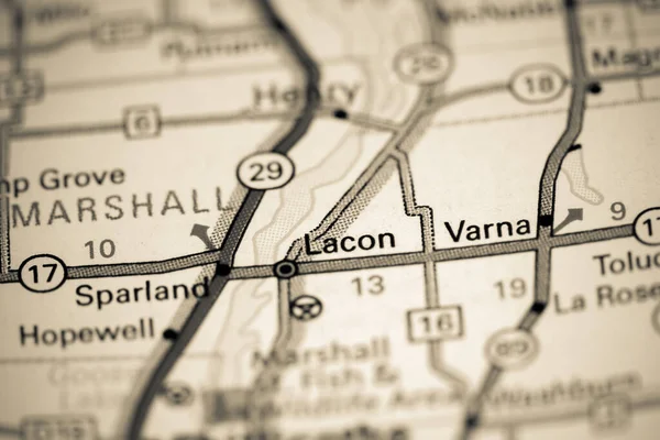 Lacon. Illinois. USA on a map