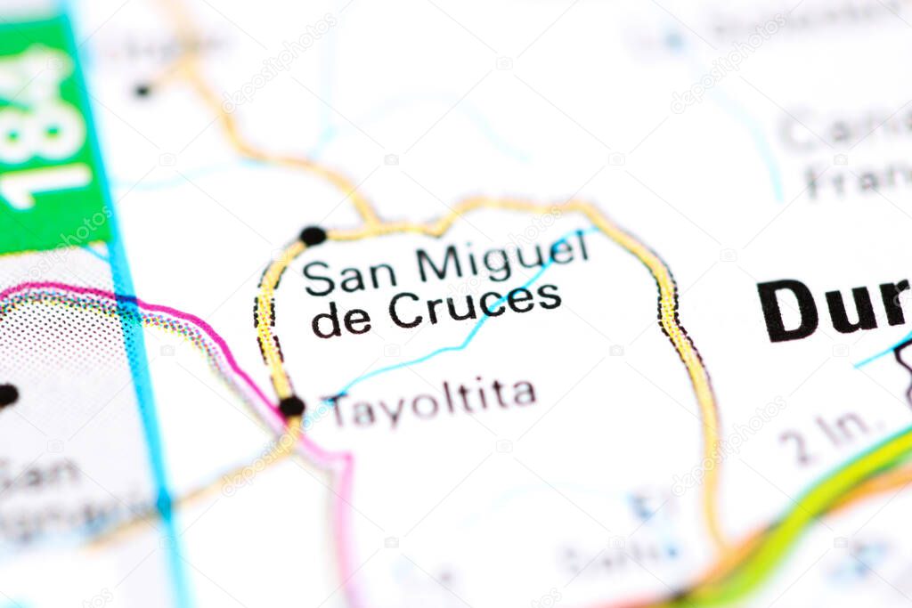 San Miguel de Cruces. Mexico on a map
