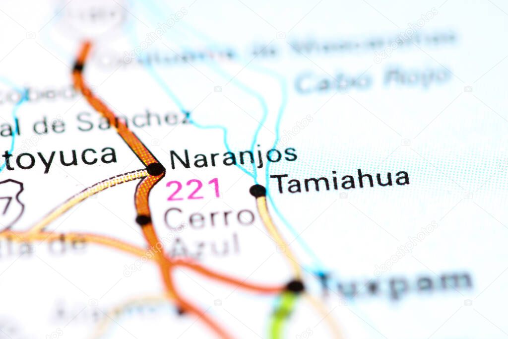 Naranjos. Mexico on a map
