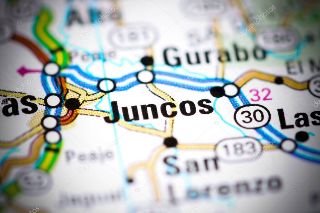 Juncos. Puerto Rico on a map