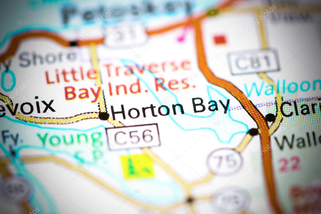 Horton Bay. Michigan. USA on a map