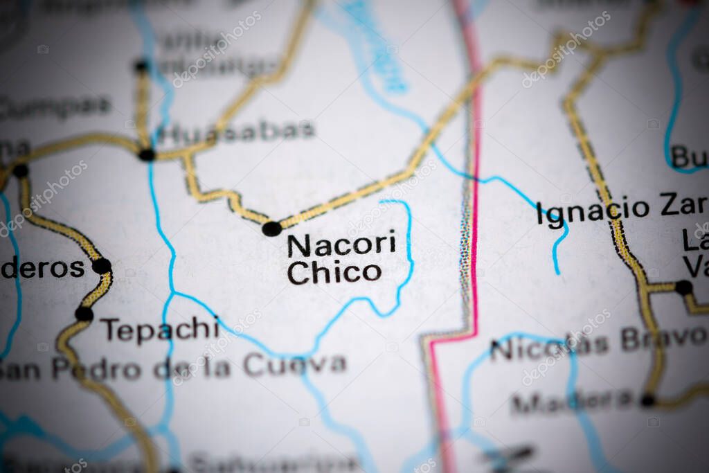 Nacori Chico. Mexico on a map