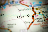 Green Cr. Severní Karolína. USA na mapě
