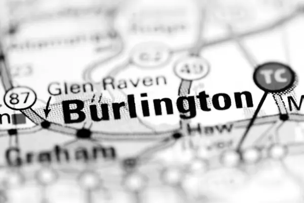 Burlingtonban Észak Karolina Usa Egy Földrajzi Térképen — Stock Fotó