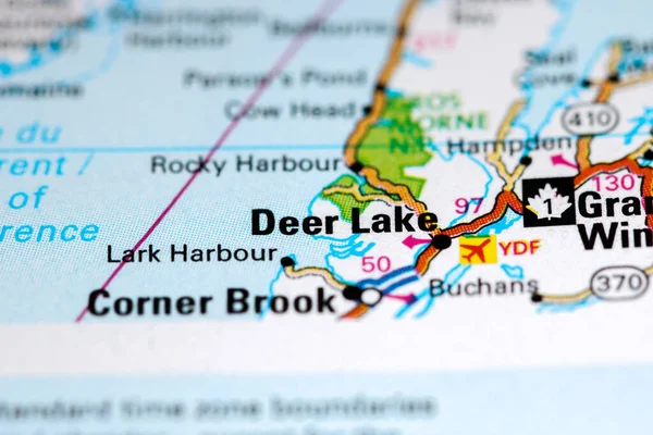 Deer Lake. Canada on a map