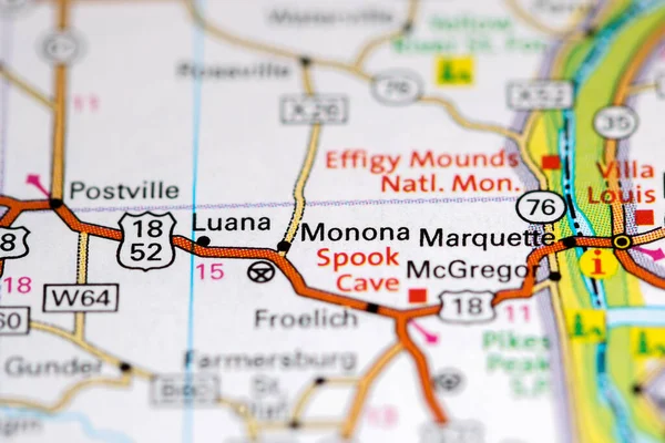 Monona Iowa Eeuu Mapa — Foto de Stock