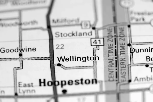 ウェリントン イリノイ州 地図上のアメリカ — ストック写真