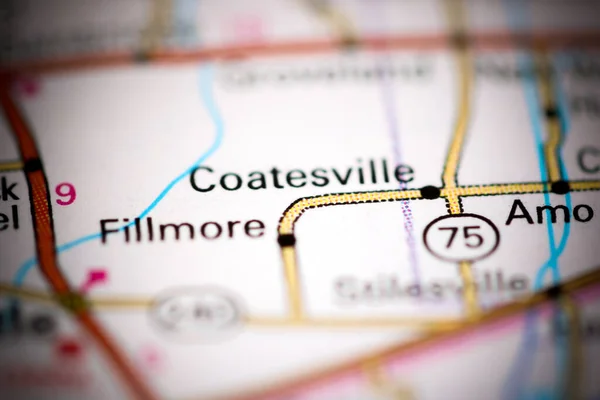 Coatesville Ben Indianában Usa Egy Földrajzi Térképen — Stock Fotó