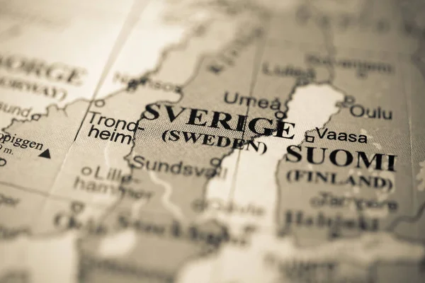 スウェーデンだ 地理地図上のヨーロッパ — ストック写真