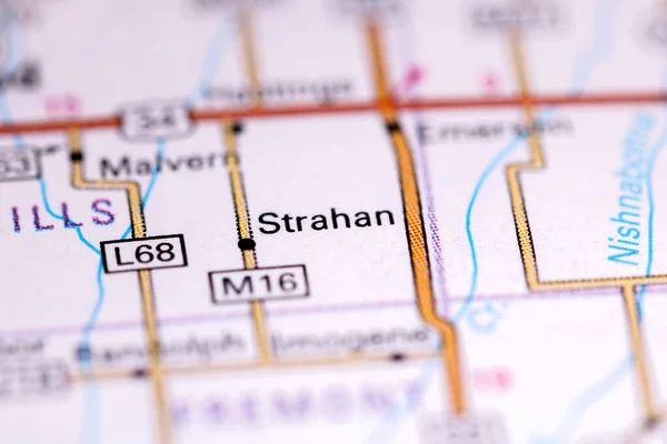Strahan Iowa Usa Auf Einer Karte — Stockfoto