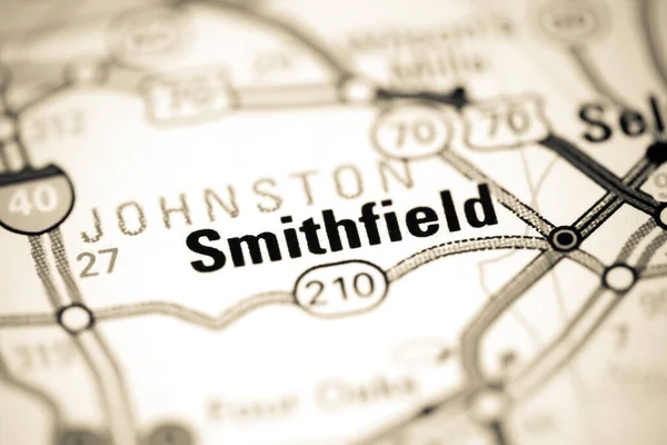 スミスフィールドだ ノースカロライナ州 地図上のアメリカ — ストック写真
