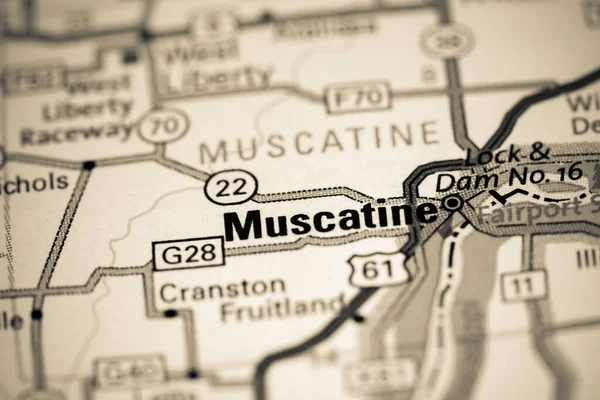 Muscatine Iowában Usa Térképen — Stock Fotó