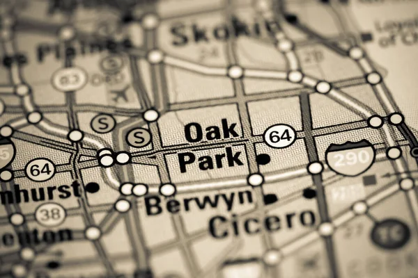 Oak Park Illinois Eeuu Mapa — Foto de Stock